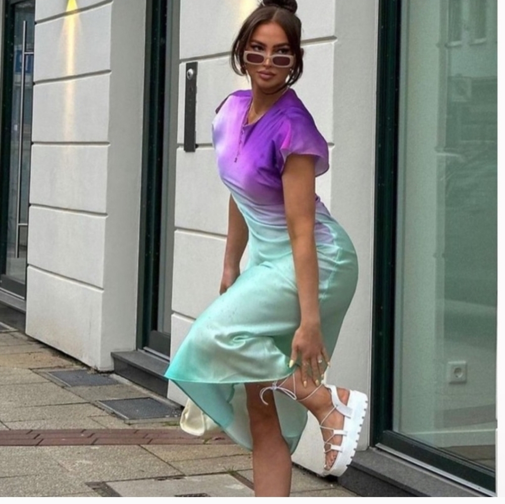 Zara Purple and Mint Gradient Dress